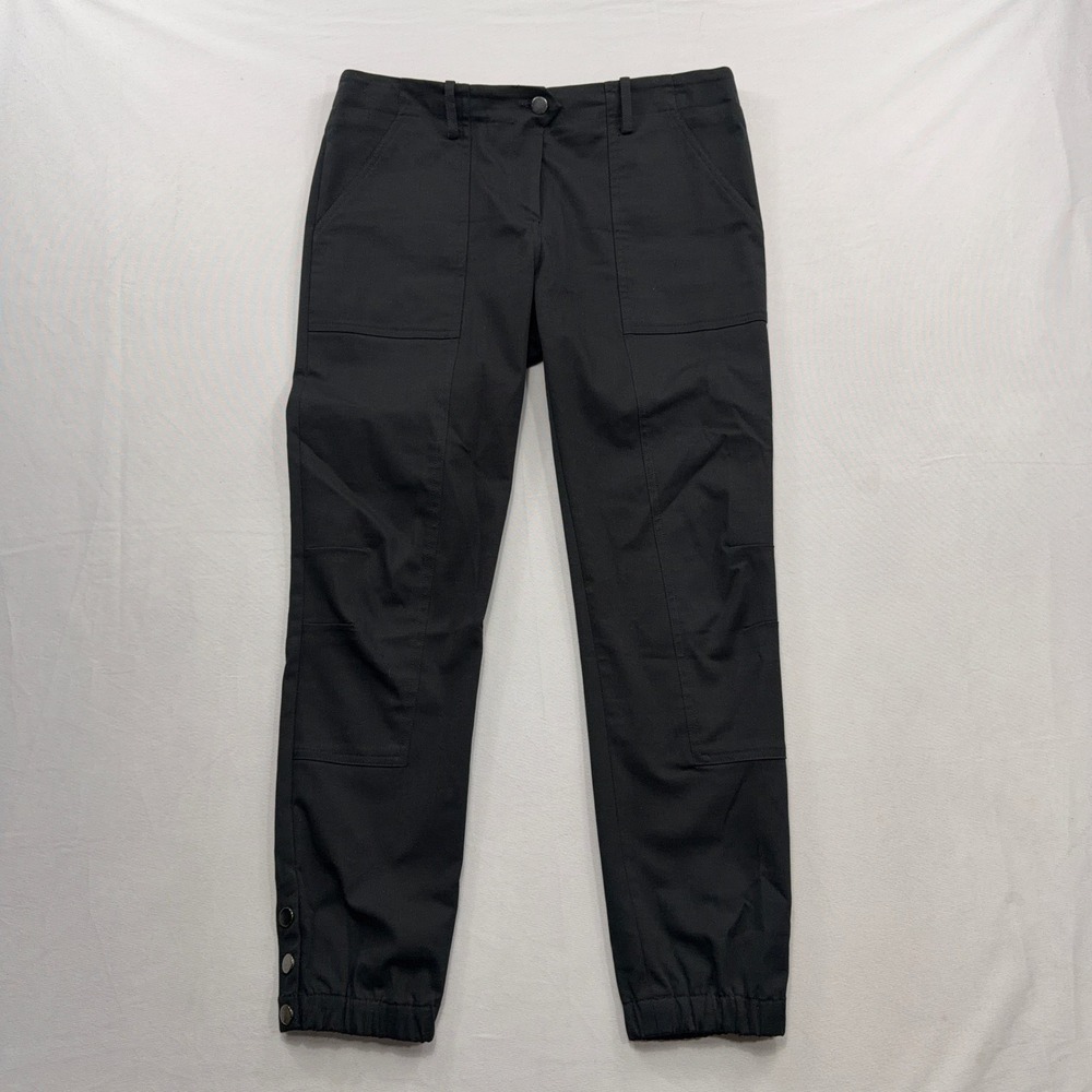 Veronica Beard Jogger Pants Snap Ankle Utility Cargo Black Women Size 8